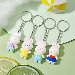 鉄のキーホルダー  プラスチックの漫画ペンダント付き  兎  10cm&nbsp;KEYC-JKC00750-01