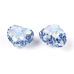 Heart Shape Polymer Clay Pave Rhinestone Beads&nbsp;RB-T018-03F