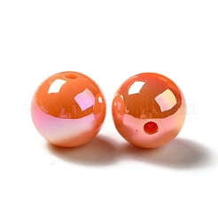 UVメッキレインボー虹色アクリルビーズ  ラウンド  オレンジ  15~15.5x15.5~16mm  穴：2.7mm&nbsp;LS-X-PACR-D070-01L