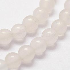 天然石ホワイトジェイドビーズ連売り  ラウンド  3mm  穴：0.5mm  約125個/連&nbsp;G-N0190-09-3mm