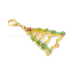 Christmas Theme Glass Seed & Alloy Pendants Decorations&nbsp;HJEW-MZ00312-03