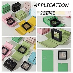 厚紙紙ジュエリーギフトボックス  正方形のプラスチックとPEフィルムのフローティングジュエリーディスプレイケース付き  単語の長方形  ブラック  8.05x9.1x4.55cm&nbsp;OBOX-G016-A05