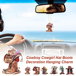 6 Sets 6 Styles Acrylic Cowboy Boot Car Hanging Decoration&nbsp;HJEW-GA0001-51