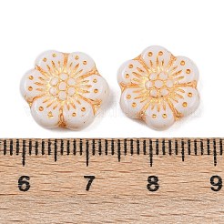 ボヘミアチェコのプレスガラスビーズ  花  桃パフ  12.5x13.5x3.5mm  穴：1mm  約274個/袋&nbsp;GLAA-I061-08A