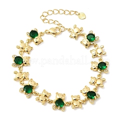 Brass Micro Pave Cubic Zirconia Link Chain Bracelets for Women&nbsp;BJEW-D457-01G-02