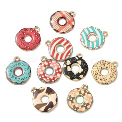 50本10色プリントアロイペンダント  ドーナツのチャーム  ミックスカラー  19x16x2mm  穴：2mm  5個/カラー&nbsp;ENAM-CJ0006-81