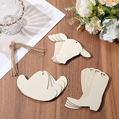 30Pcs 3 Styles Cowboy Boy Theme Unfinished Wood Pendants&nbsp;WOOD-SP0001-47