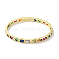 Brass Pave Colorful Glass Hinged Bangles for Women&nbsp;BJEW-Z061-07C