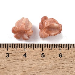 合成サンゴ刻まれたビーズ  染め  花  キャメル  12x12.5x11.5mm  穴：1.4mm&nbsp;CORA-K010-01I