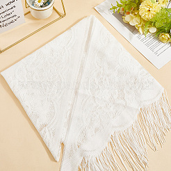 レースフラワー取り外し可能なポリエステルショール  服飾材料  ホワイト  220x810x0.5mm&nbsp;AJEW-WH20072-43B