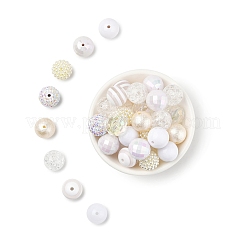 40個9スタイルアクリルビーズ  ラインストーン付き  ラウンド  ミックスカラー  19~20x18.5~19mm  穴：1~3mm&nbsp;OACR-FS0004-12
