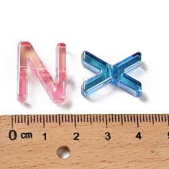 UVメッキ透明アクリルビーズ  文字L  ミックスカラー  19~20x14~16.5x6mm  穴：3~3.5mm&nbsp;OACR-D316-13