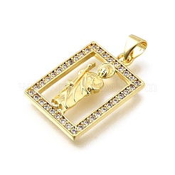 Brass Micro Pave Cubic Zirconia Pendants&nbsp;KK-Q066-35G