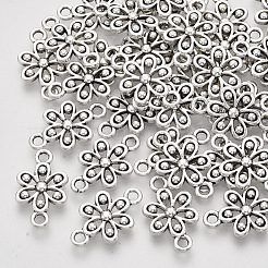 チベットスタイルの合金リンクコネクター  花  カドミウムフリー＆鉛フリー  アンティークシルバー  17.5x10x2mm  穴：1.8mm  約890個/1000g&nbsp;TIBEP-S319-031AS-RS