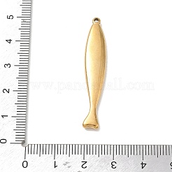 304ステンレスペンダント  魚のチャーム  ゴールドカラー  44x8x3.5mm  穴：1.2mm&nbsp;SA-CBA22DE-02G-04