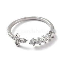 Brass Micro Pave Cubic Zirconia Open Cuff Rings for Women&nbsp;RJEW-A028-05P