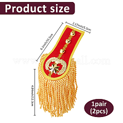 鉄製の肩章が付いた布と衣装アクセサリー  タッセル  レッド  280x170x17.5mm&nbsp;DIY-WH0700-51B