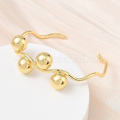Wave Brass Cuff Bangles&nbsp;BJEW-C157-04G