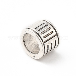 チベット風合金ヨーロピアンビーズ  大穴ビーズ  コラム  アンティークシルバー  10x7.5mm  穴：6.6mm  約285個/500g&nbsp;LS-PALLOY-P293-124AS