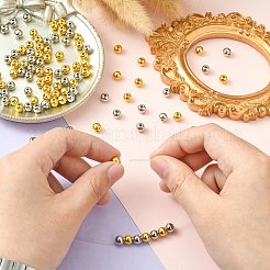 100個2色ccbプラスチックビーズ  ラウンド  プラチナ·ゴールデン  5.5~6x5mm  穴：1.8mm  50個/カラー&nbsp;CCB-CJ0001-08
