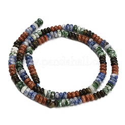 Gradient Color Natural Green Spot Jasper & Blue Spot Jasper & Golden Sheen Obsidian & Synthetic Goldstone Beads Strands&nbsp;GG-CBA1E0E-01A