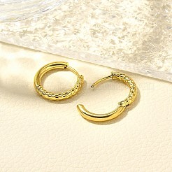 女性用304ステンレスフープピアス  イオンプレーティング（ip）  リング  14KGP本金メッキ  17.5x2.5mm&nbsp;EJEW-M068-16B-G