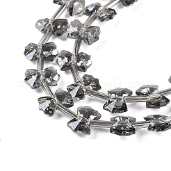 電気メッキガラスビーズセット  半分メッキ  蝶結び  グレー  7x10x3mm  穴：1mm  約48個/連  19.69''（50センチメートル）&nbsp;EGLA-B007-03A-HP02