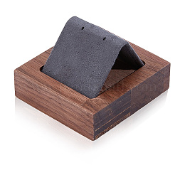 布と鉄のジュエリーイヤリングディスプレイ  ウォールナット材ベース  ピアス用  グレー  6.3x5.8x3.85cm&nbsp;EDIS-WH20002-05B