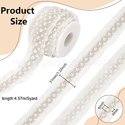 グレナディンメッシュレーストリム、プラスチックパール付き  服装アクセサリー  ホワイト  31mm  約5ヤード&nbsp;OCOR-BC0007-32A