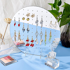 アクリルネックレスディスプレイスタンド  長方形  淡いバイオレットレッド  完成品：6.9x12x30cm  3個/セット&nbsp;NDIS-WH0001-06