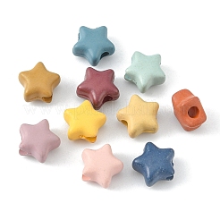 スプレー塗装された不透明なアクリルビーズ  スター  ミックスカラー  8.5x9.5x5mm  穴：2mm  50 G /袋&nbsp;MACR-YW0001-99