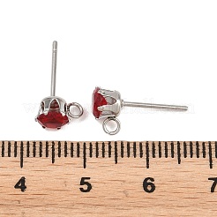 304 Stainless Steel Micro Pave Cubic Zirconia Stud Earring Findings&nbsp;STAS-H240-56P-03