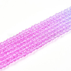 透明なグラデーションカラーのガラスビーズ連売り  多面カットラウンド  マゼンタ  2mm  穴：0.8mm  約160~178個/連  13.58 ~14.17インチ（34.5~36cm）&nbsp;GLAA-H021-01A-21