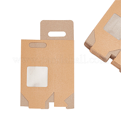 Folding Paper Gift Bags with Hole Handle and Plastic Visible Window&nbsp;ABAG-WH0044-35A