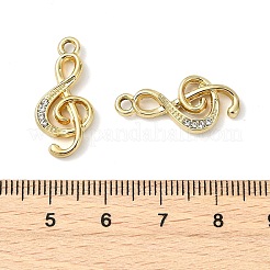 合金クリスタルラインストーンペンダント  音符チャーム  UVメッキ  ゴールドカラー  23x11x3mm  穴：1.8mm&nbsp;ALRI-T012-02G