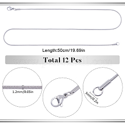 12Pcs 304 Stainless Steel Round Snake Chain Necklaces Set&nbsp;NJEW-SC0001-11