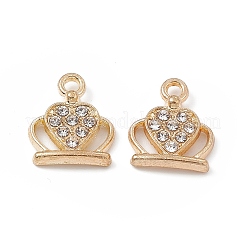 合金クリスタルラインストーンチャーム  クラウン  ライトゴールド  14x12x2.5mm  穴：1.8mm&nbsp;FIND-C019-25KCG