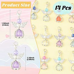 14個7スタイルのアクリル＆合金ペンダントデコレーション  合金製カニカン付き  銀  ミックスカラー  39mm  2個/スタイル&nbsp;HJEW-FS00075