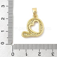 真鍮製マイクロパヴェキュービックジルコニアペンダント  文字L  18KGP本金メッキ  文字Q  18.5x17x3mm  穴：4.8x2.9mm&nbsp;ZIRC-C012-01G-17