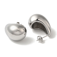 304ステンレススチールティアドロップスタッドピアスレディース  ステンレス鋼色  25.5x15mm。&nbsp;EJEW-S237-01D