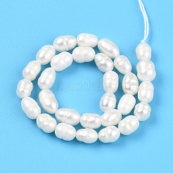 天然養殖淡水パールビーズ連売り  ライス  乳白色  5~8x3.5~4mm  穴：0.5mm  約29~31個/連  6.77~7.09''（17.2~18センチメートル）&nbsp;PEAR-N012-03R-01