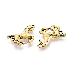 チベット風合金製馬リンクコネクタチャーム  カドミウムフリー＆ニッケルフリー＆鉛フリー  アンティーク黄金  21x15x3.5mm  穴：1.2~1.4mm  約3185個/5000g&nbsp;LS-PALLOY-WH0110-37AG-01