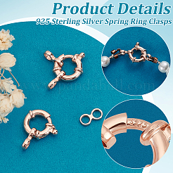 2Pcs 925 Sterling Silver Spring Ring Clasps&nbsp;FIND-PH0022-63RG