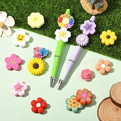 16 個 16 スタイルのシリコーンビーズ  花  ミックスカラー  22~30x22~30x7~17mm  穴：2~3mm  1個/スタイル&nbsp;SIL-YW0002-03