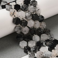 Natural Black Rutilated Quartz Beads Strands&nbsp;G-P534-A04-01
