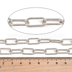 真鍮のペーパークリップチェーン  溶接されていない  スプールで  長持ちメッキ  ラックめっき  鉛フリー＆カドミウムフリー  プラチナ  16.4x7.4x1.6mm&nbsp;KK-CBAC547-05P