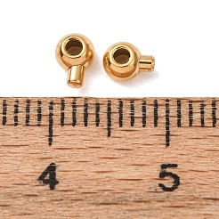 304ステンレススチールクリンプビーズ  ラウンド  イオンプレーティング（ip）  ゴールドカラー  4.5x2.5x3.5mm  穴：2mm&nbsp;LS-STAS-A151-05G