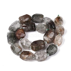 Natural Green Lodolite Quartz/Garden Quartz/Green Phantom Quartz Beads Strands&nbsp;G-N362-07A-04