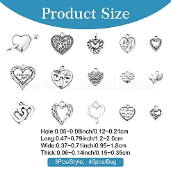 45Pcs 15 Styles Tibetan Styles Alloy Pendants&nbsp;FIND-YW0005-09