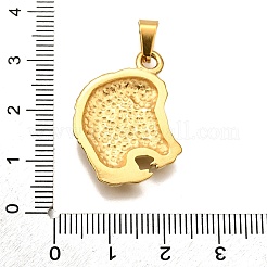 304ステンレスペンダント  ライオンチャーム  PVD真空メッキ  長持ちメッキ  ゴールドカラー  28.5x21.5x3.5mm  穴：3.5x7mm&nbsp;STAS-B086-11D-G
